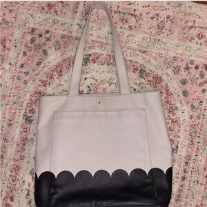 Kate Spade Black and Cream Scallop Tote
